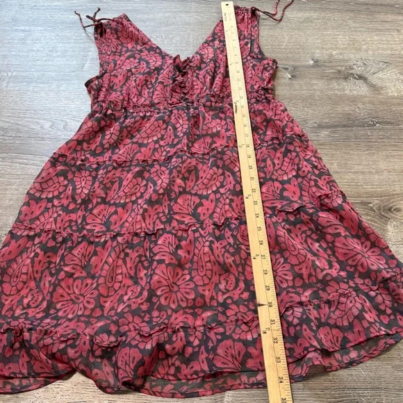 AMerican Eagle Outfitters Womens Sz 4 Boho Sheer Tiered Dress Ruffle - Picture 7 of 8